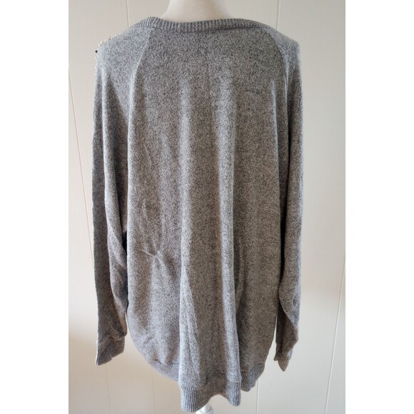 Torrid Super Soft Plush Sweater Top Gray Pearl Studded Size 4 4X Cozy Stretch - Picture 8 of 9